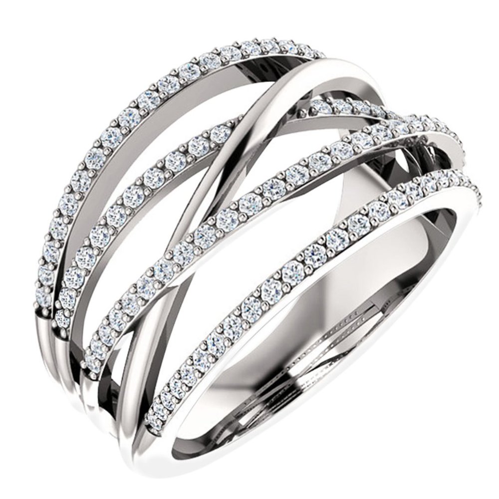 NEW💍 925 STERLING SILVER MULTI LAYER STACKABLE DIAMOND RING, L093 - Picture 7 of 9